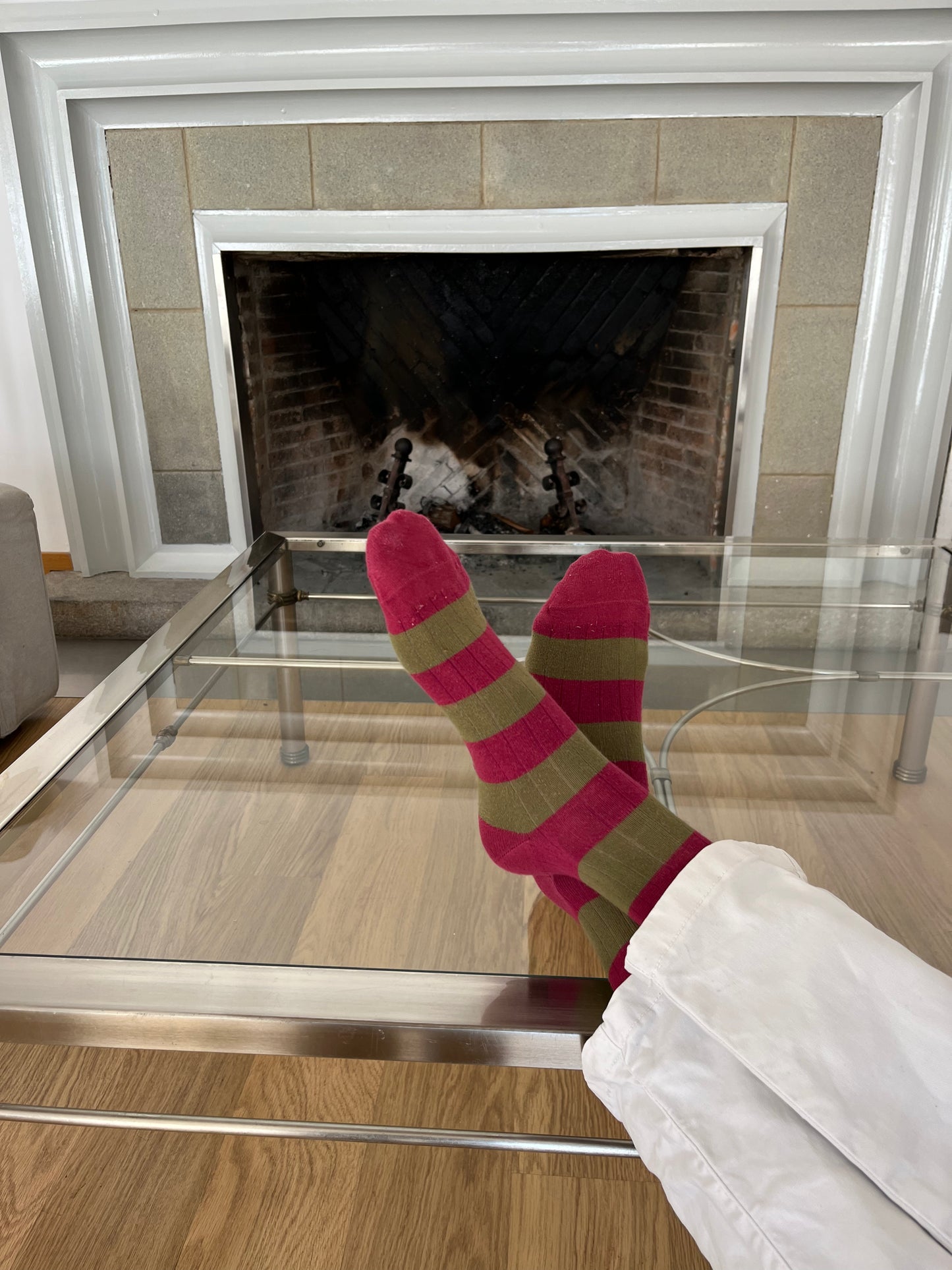 Calcetín rayas vino y verde