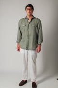 Guayabera de lino verde