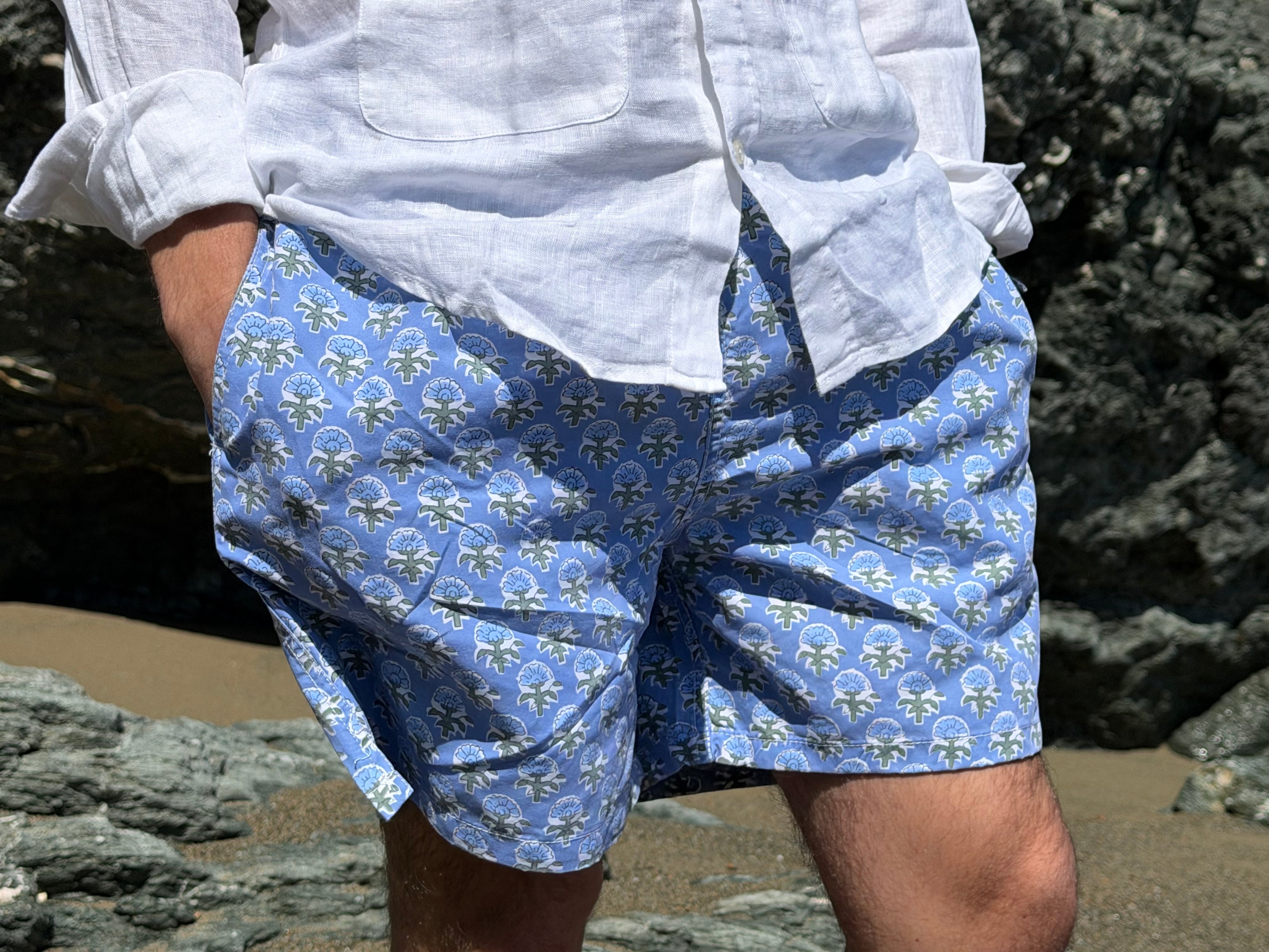 Traje de baño flores azul BC