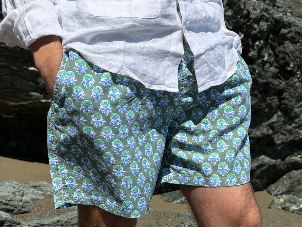 Traje de baño flores verde BC