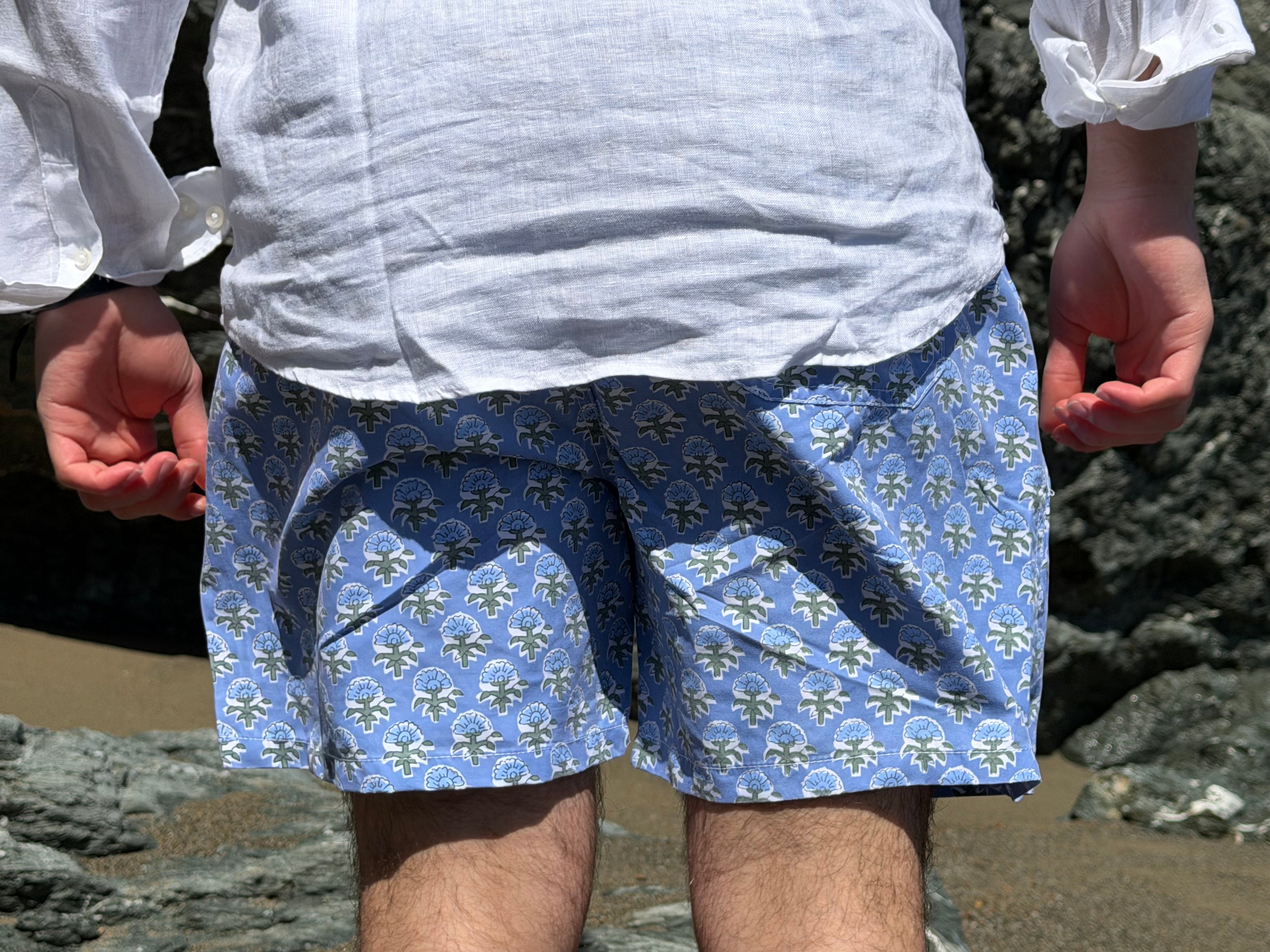 Traje de baño flores azul BC