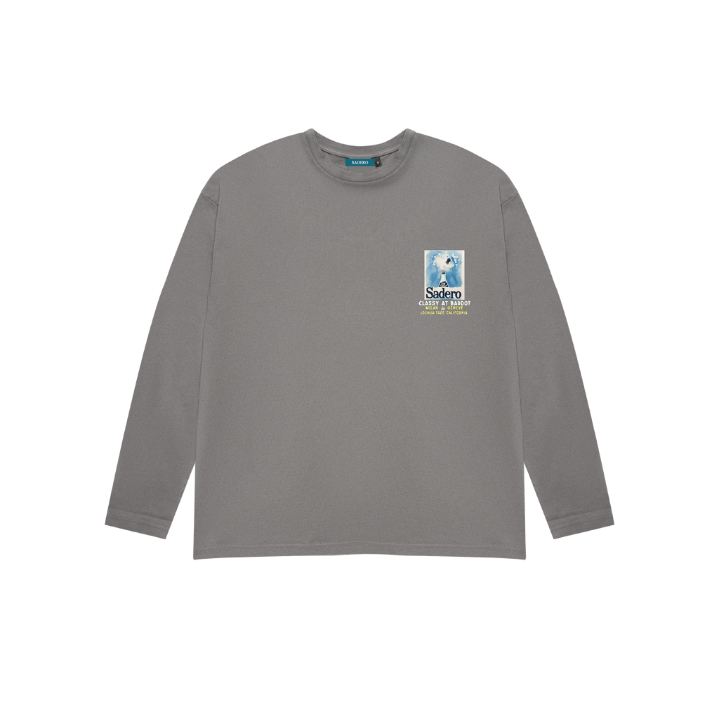 Camiseta bardot manga larga gris