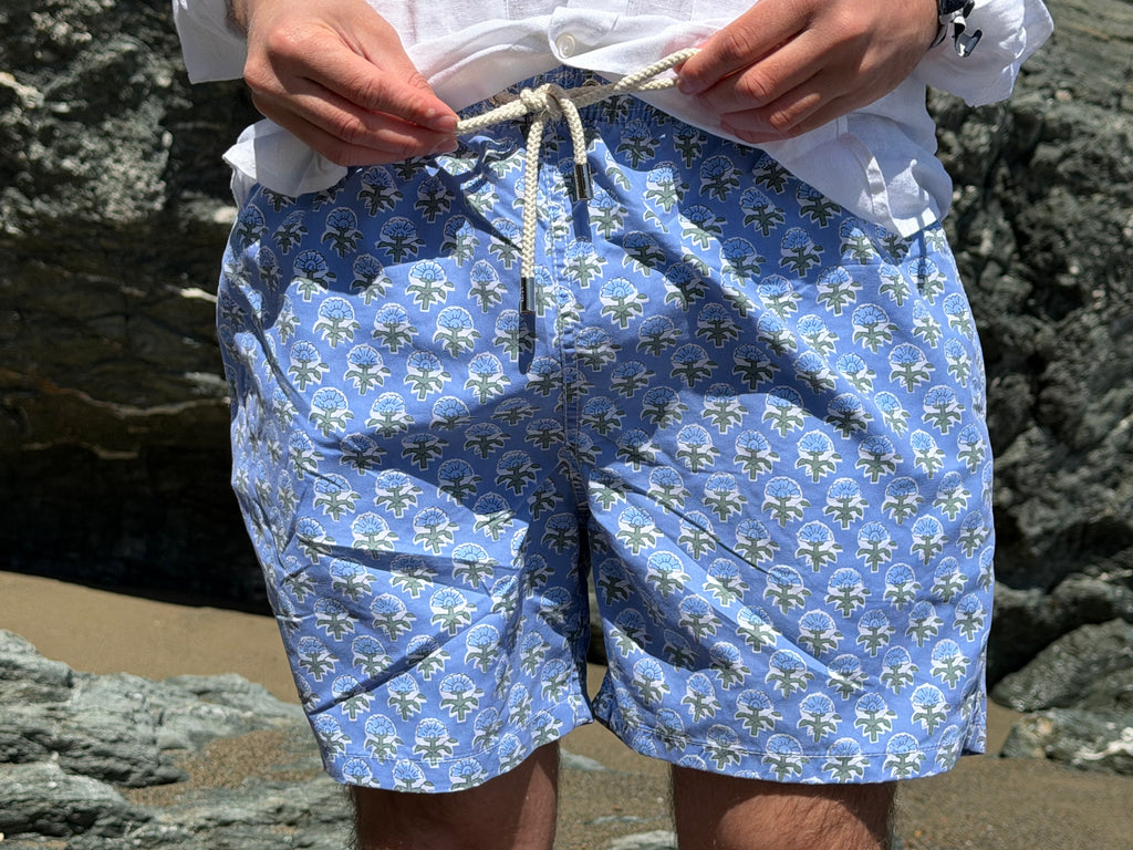 Traje de baño flores azul BC
