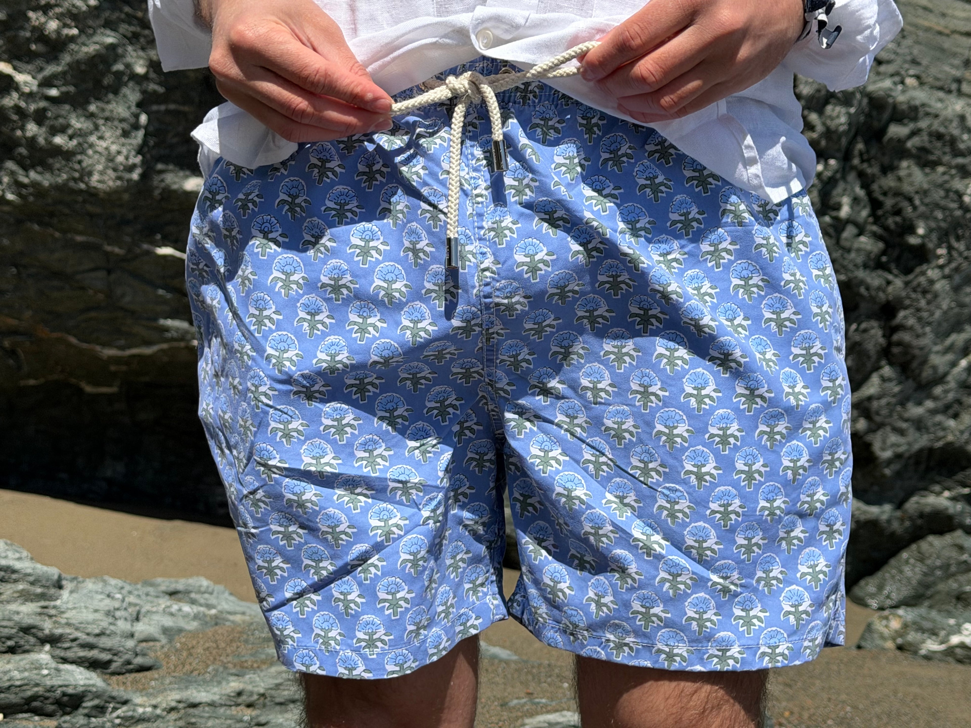 Traje de baño flores azul BC