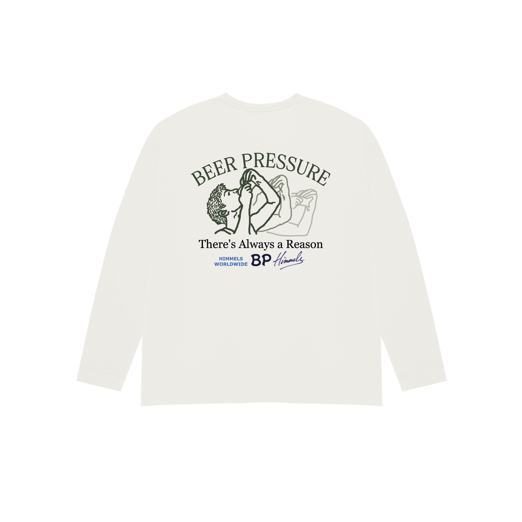 CAMISETA BEER PRESSURE MANGA LARGA BLANCA
