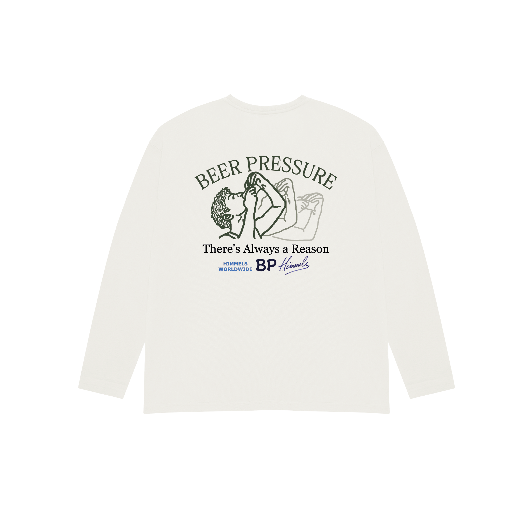 CAMISETA BEER PRESSURE MANGA LARGA BLANCA