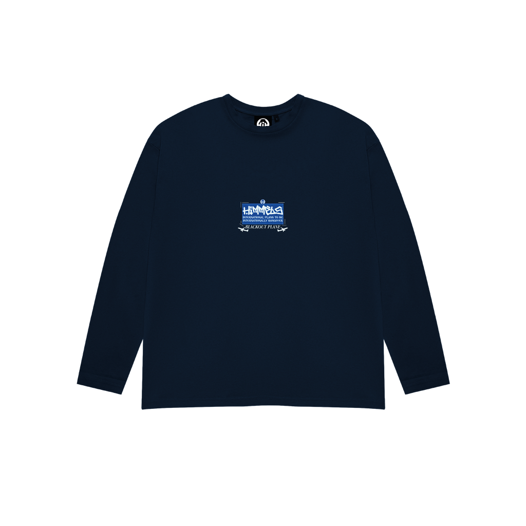 CAMISETA BLACKOUT PLANE MANGA LARGA AZUL MARINO
