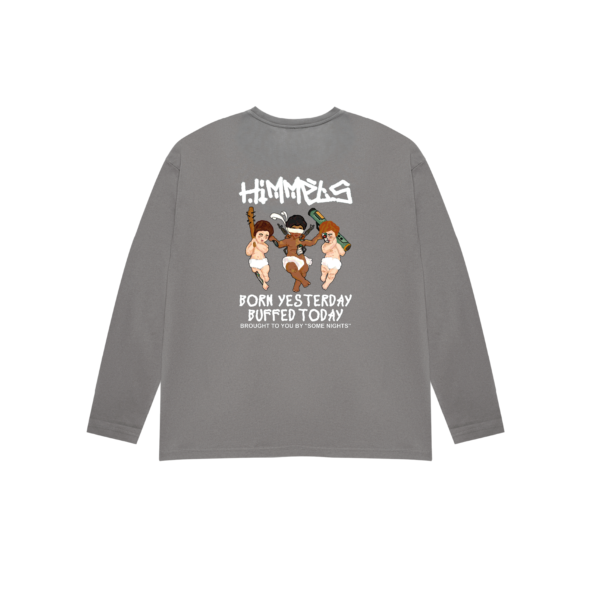 CAMISETA BORN YESTERDAY MANGA LARGA CHARCOAL
