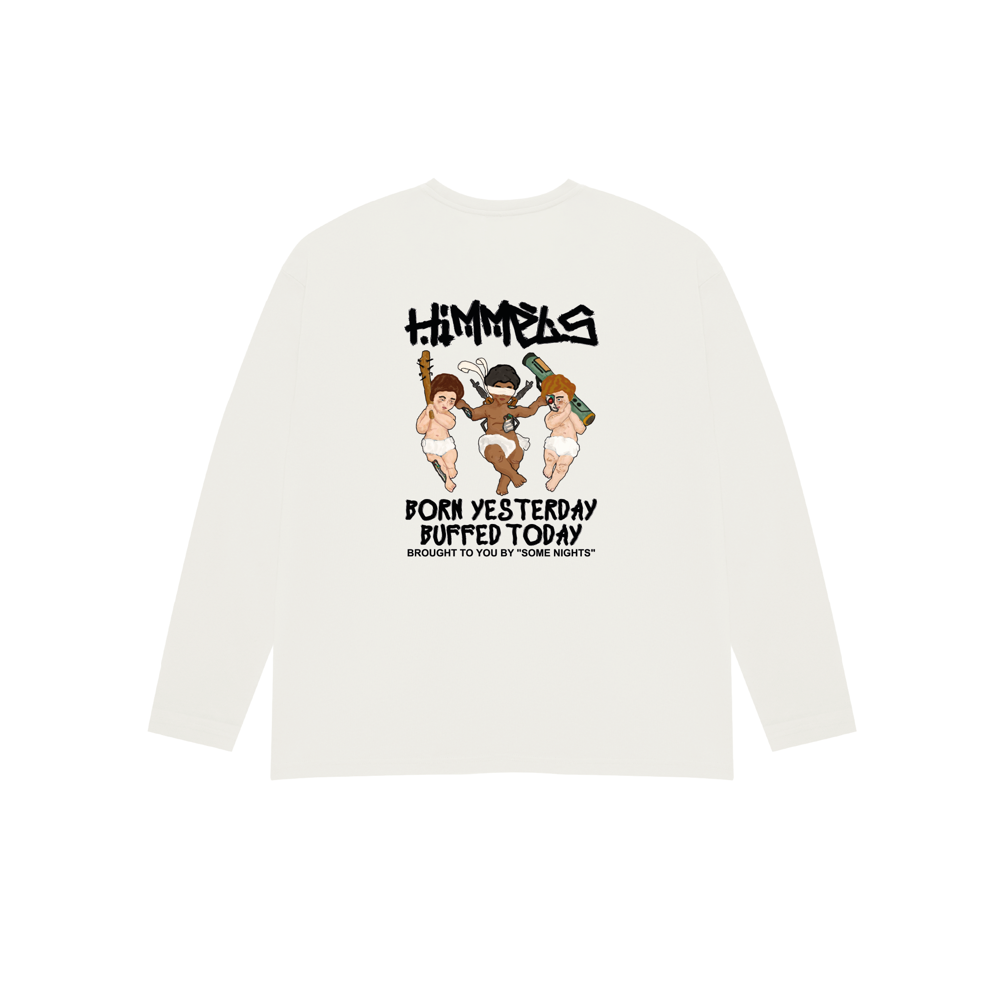 CAMISETA BORN YESTERDAY MANGA LARGA BLANCA
