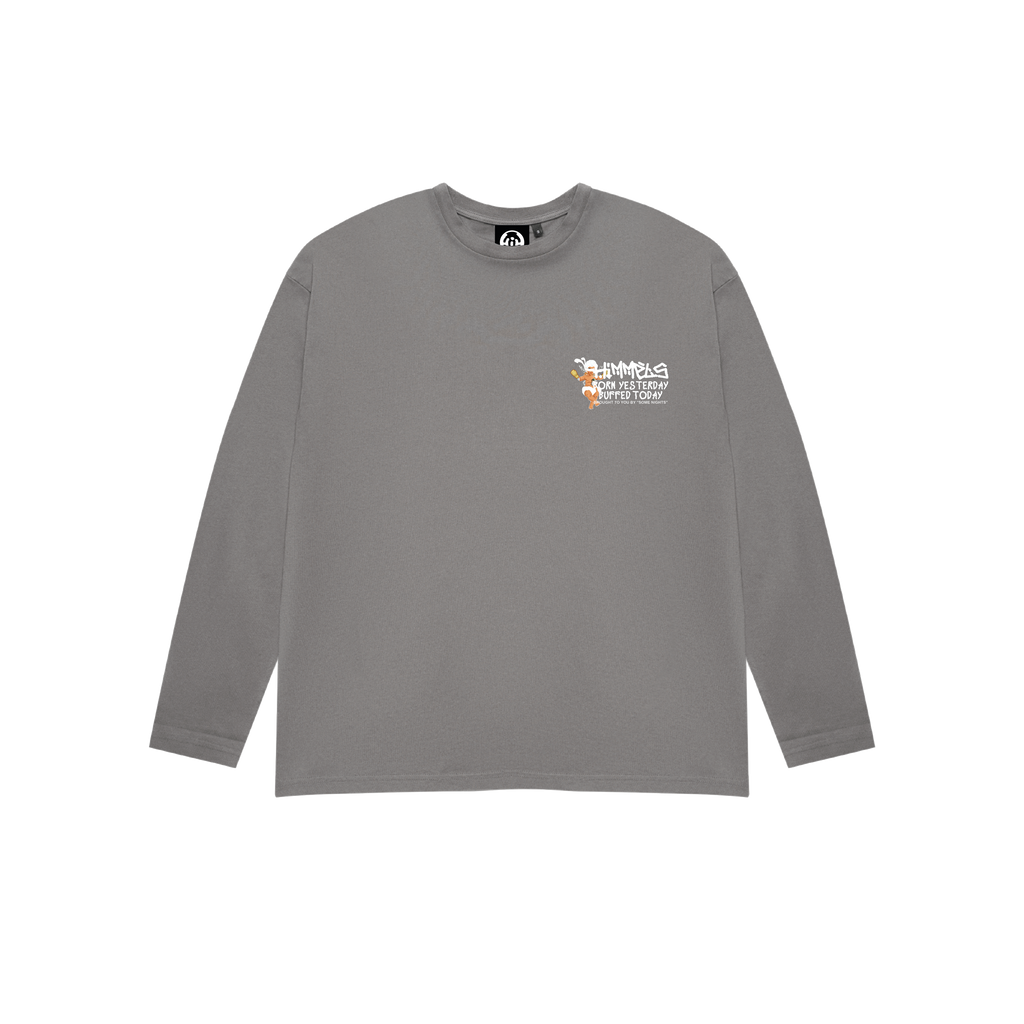 CAMISETA BORN YESTERDAY MANGA LARGA CHARCOAL