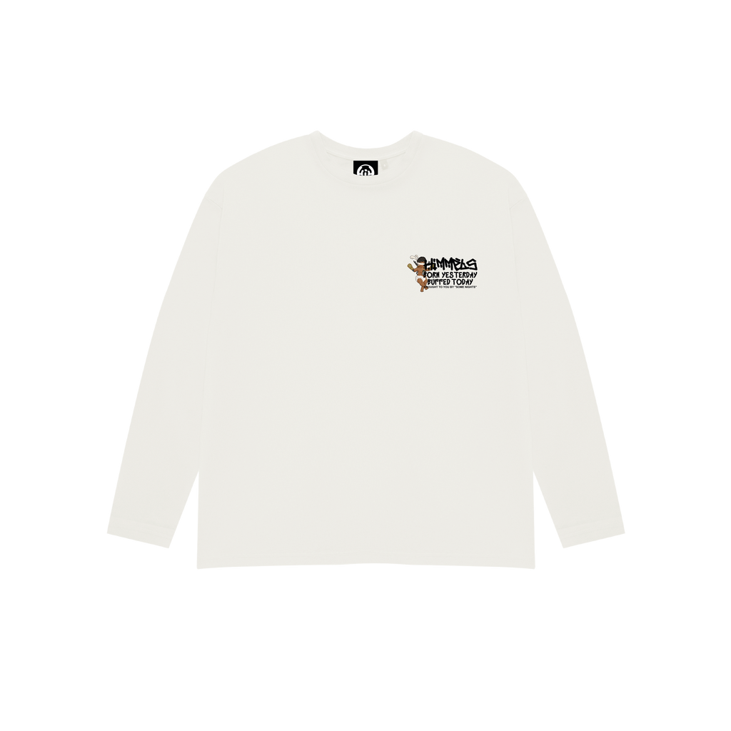 CAMISETA BORN YESTERDAY MANGA LARGA BLANCA