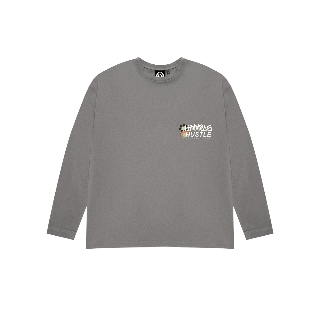 CAMISETA HUSTLE MANGA LARGA CHARCOAL