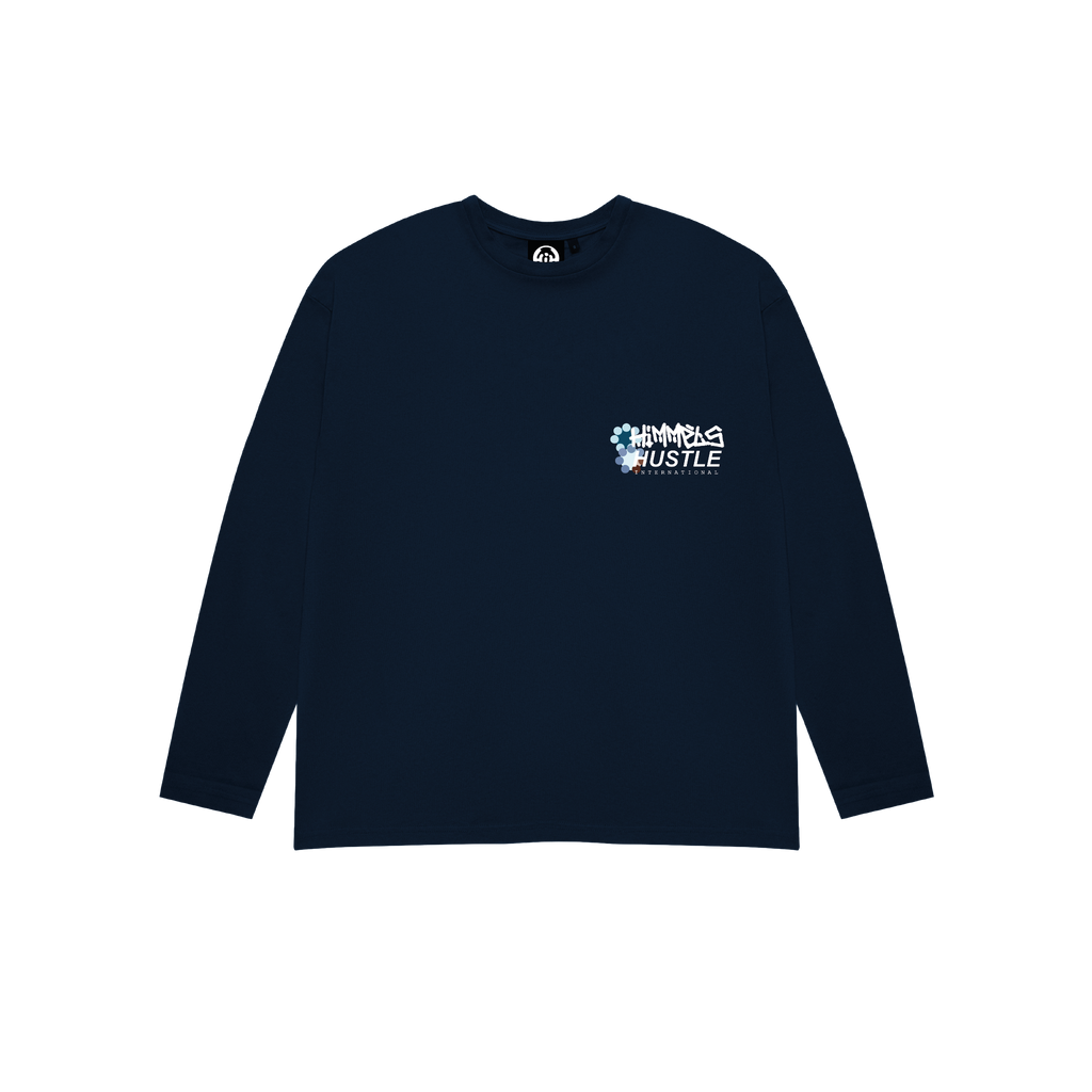 CAMISETA HUSTLE MANGA LARGA AZUL MARINO
