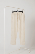 Pantalón 100% lino blanco roto