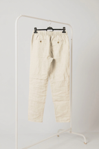Pantalón 100% lino blanco roto