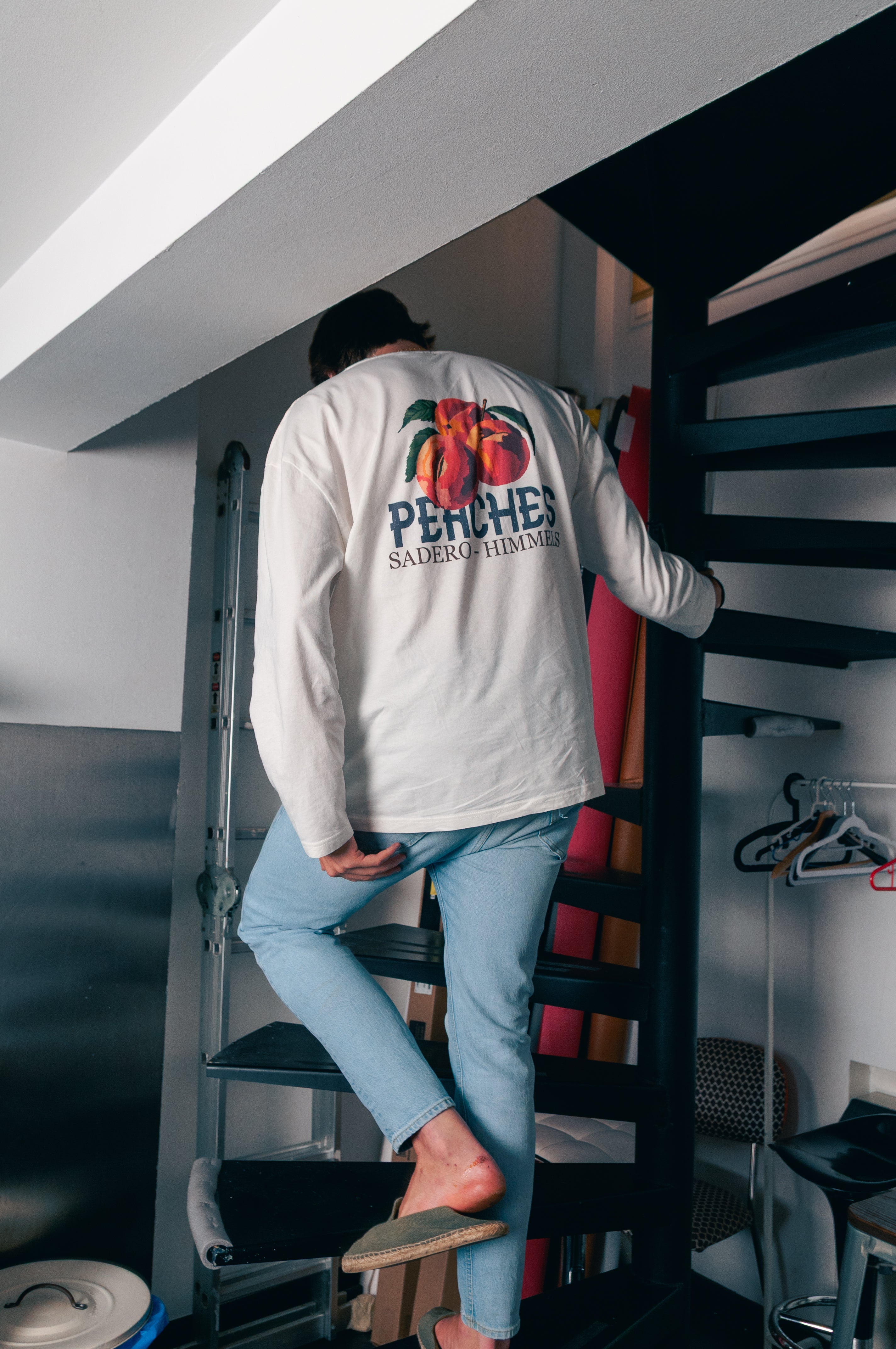 Camiseta peaches manga larga blanca