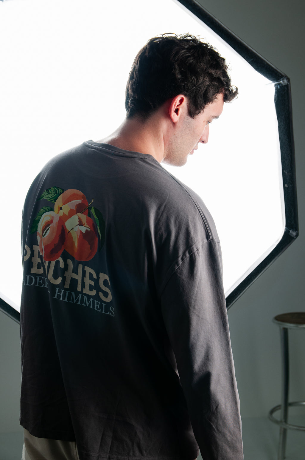 Camiseta peaches manga larga gris