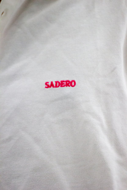 Camisa piqué marfil bordado rosa