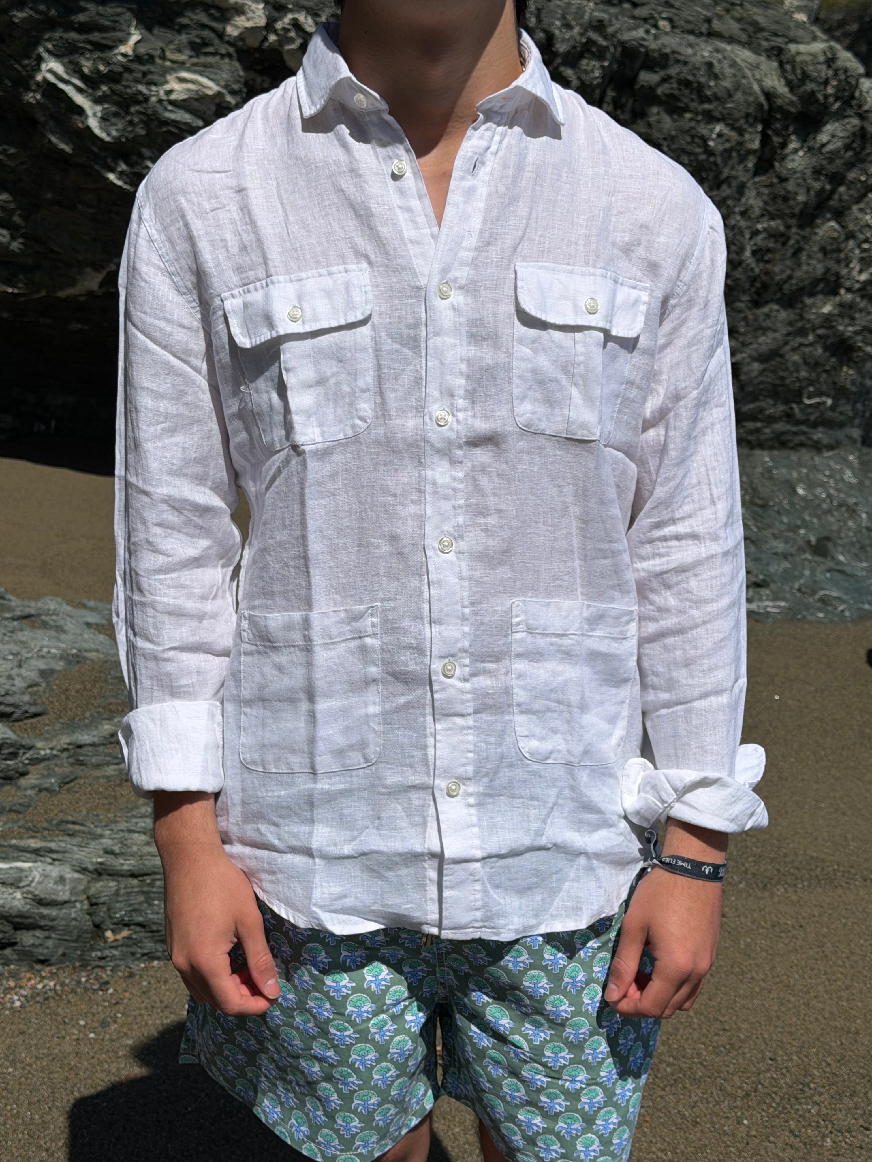 Guayabera de lino blanca
