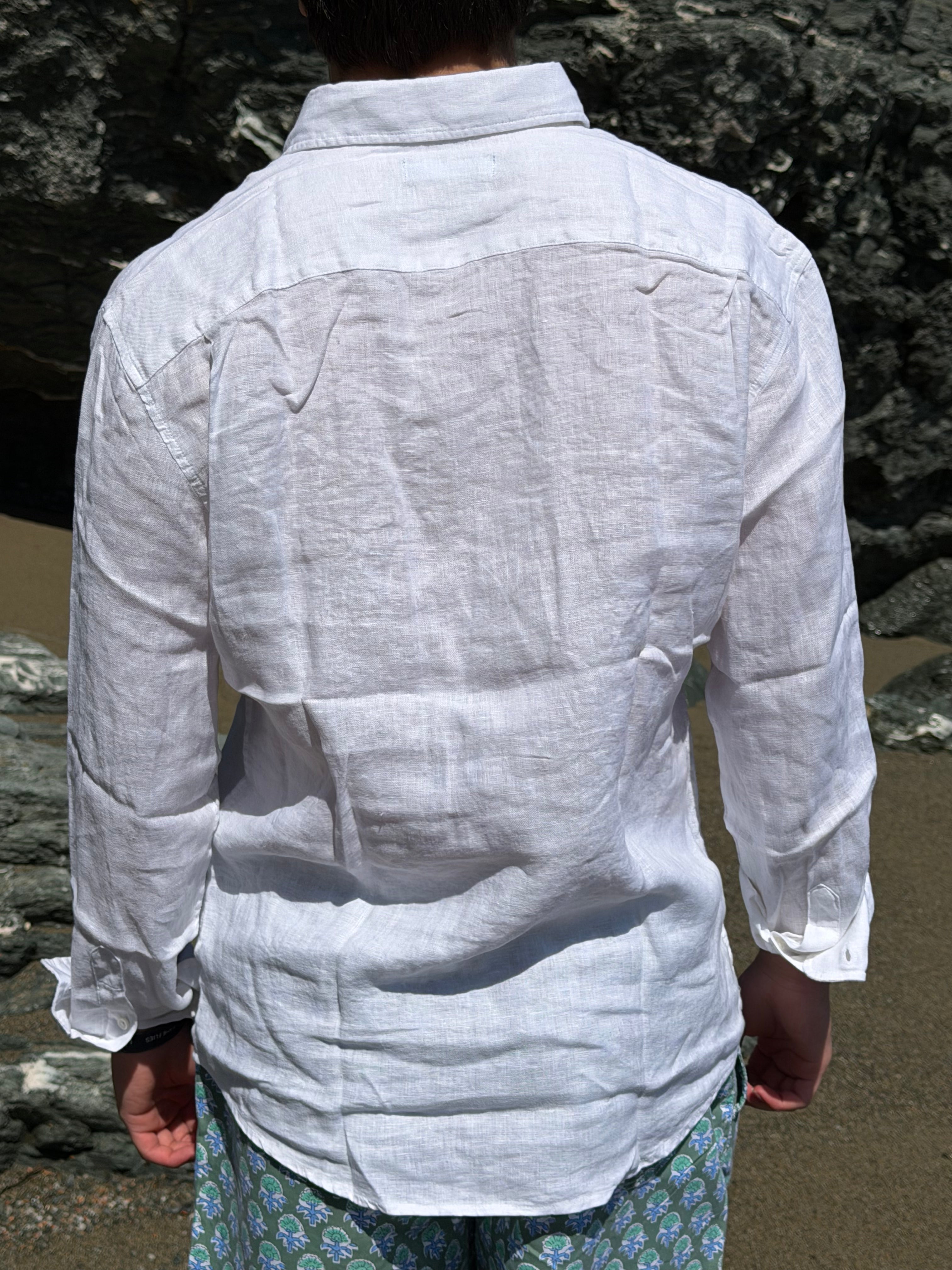 Guayabera de lino blanca