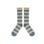 Calcetín rayas azul y beige