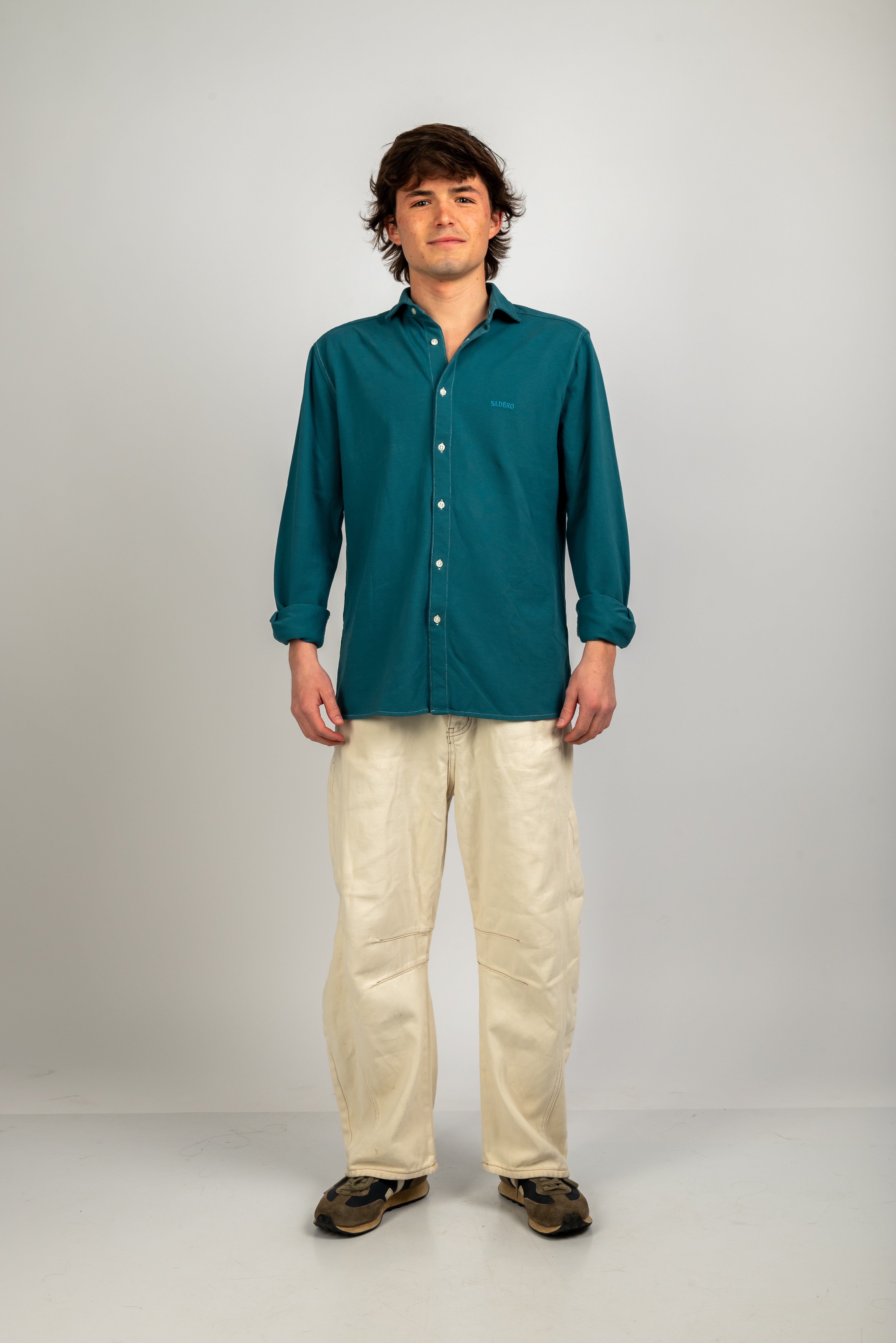 Camisa de piqué verde petróleo oscuro