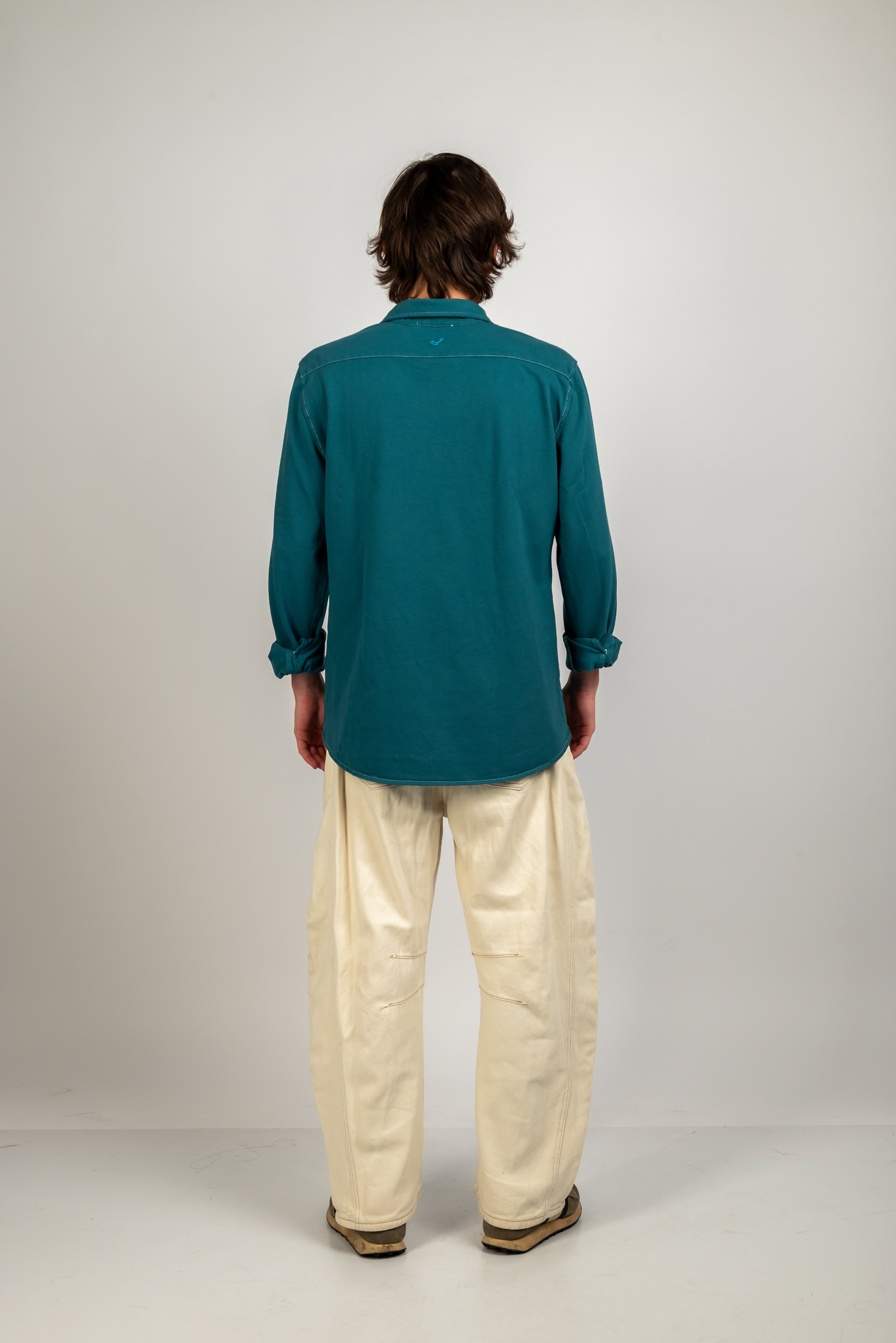 Camisa de piqué verde petróleo oscuro