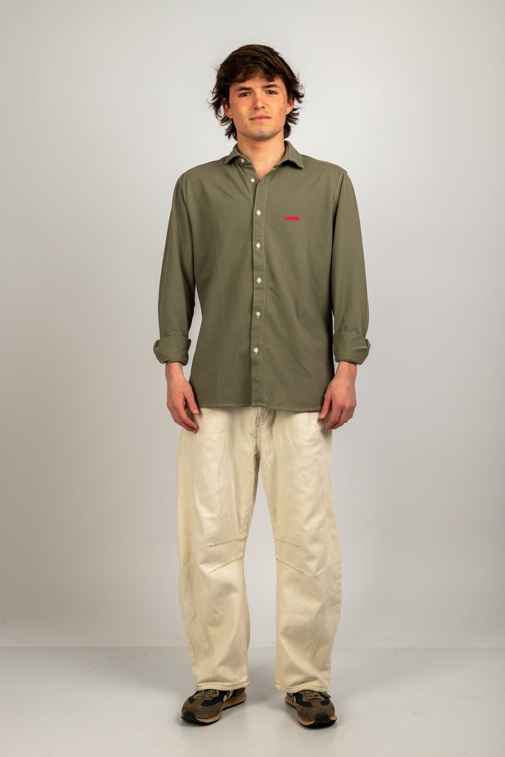 Camisa de piqué verde caqui