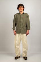 Camisa de piqué verde caqui