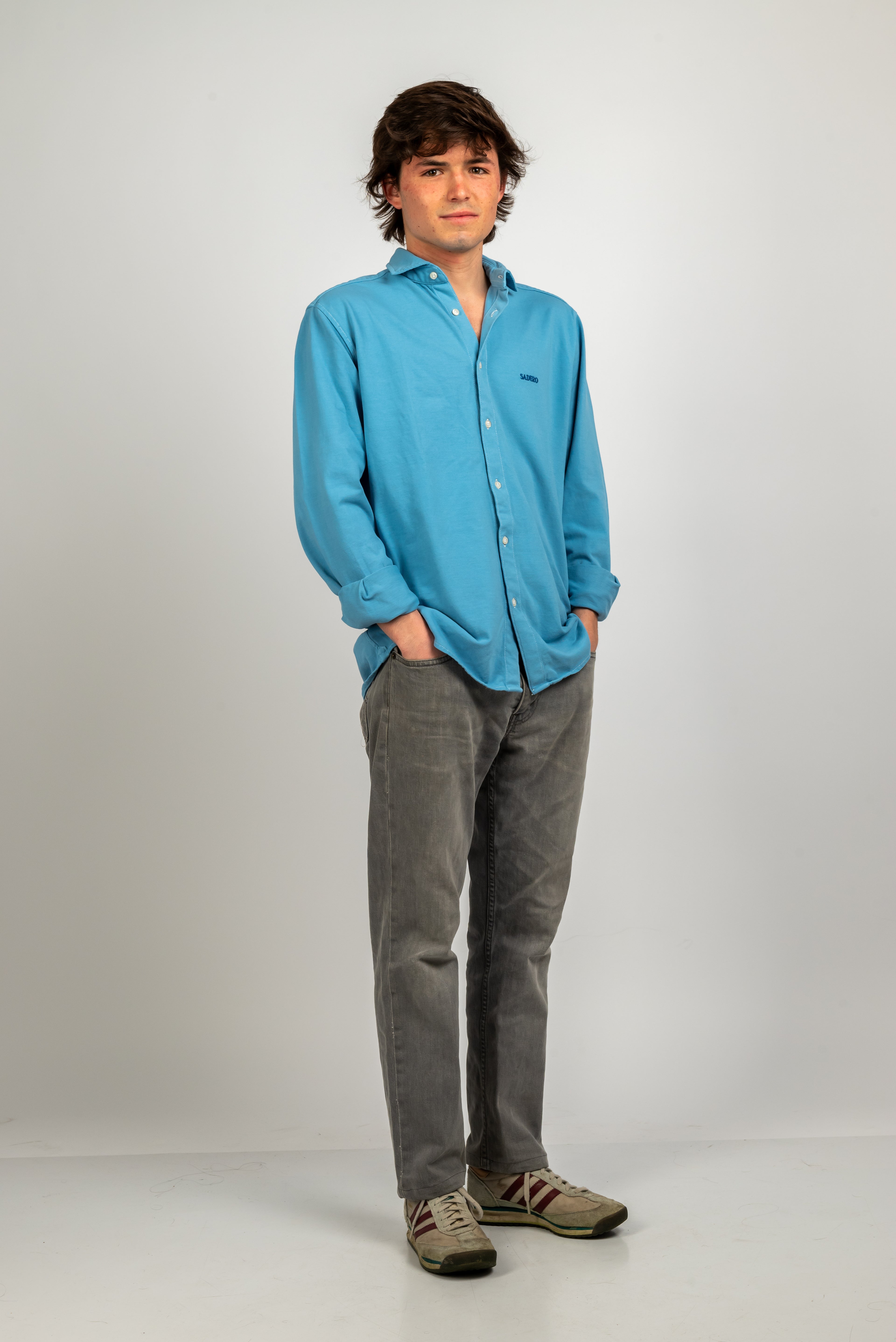 Camisa de piqué azul petróleo