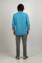 Camisa de piqué azul petróleo