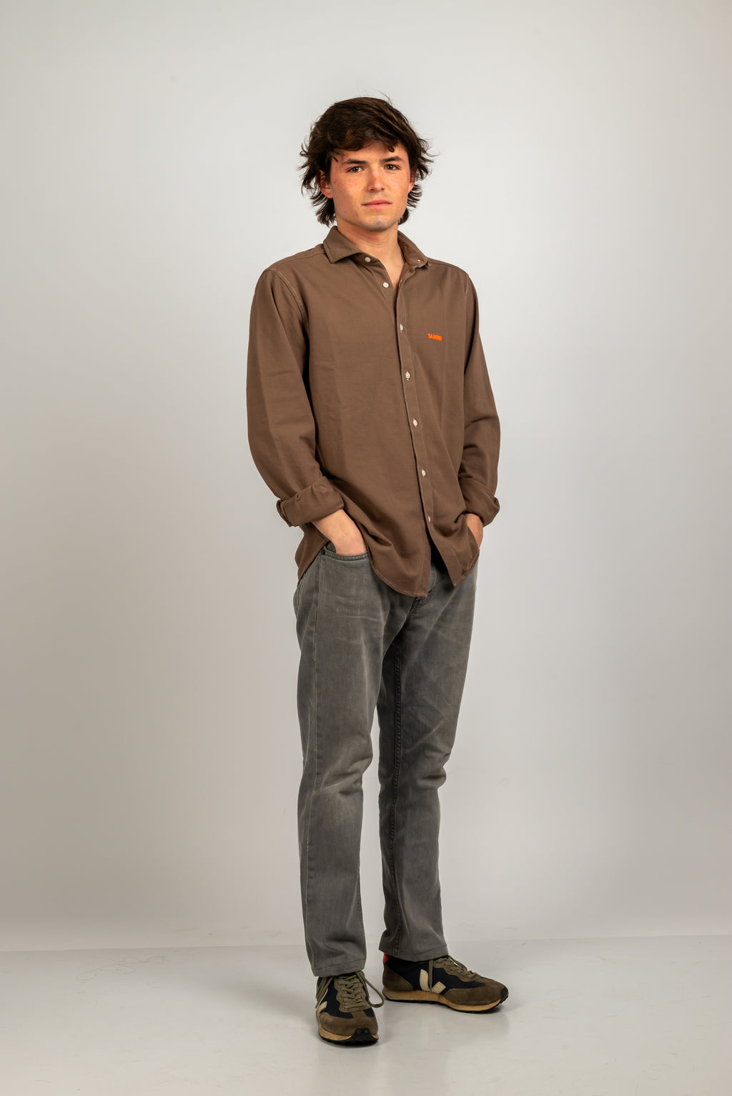 Camisa de piqué marrón