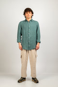 Camisa de lino verde petróleo