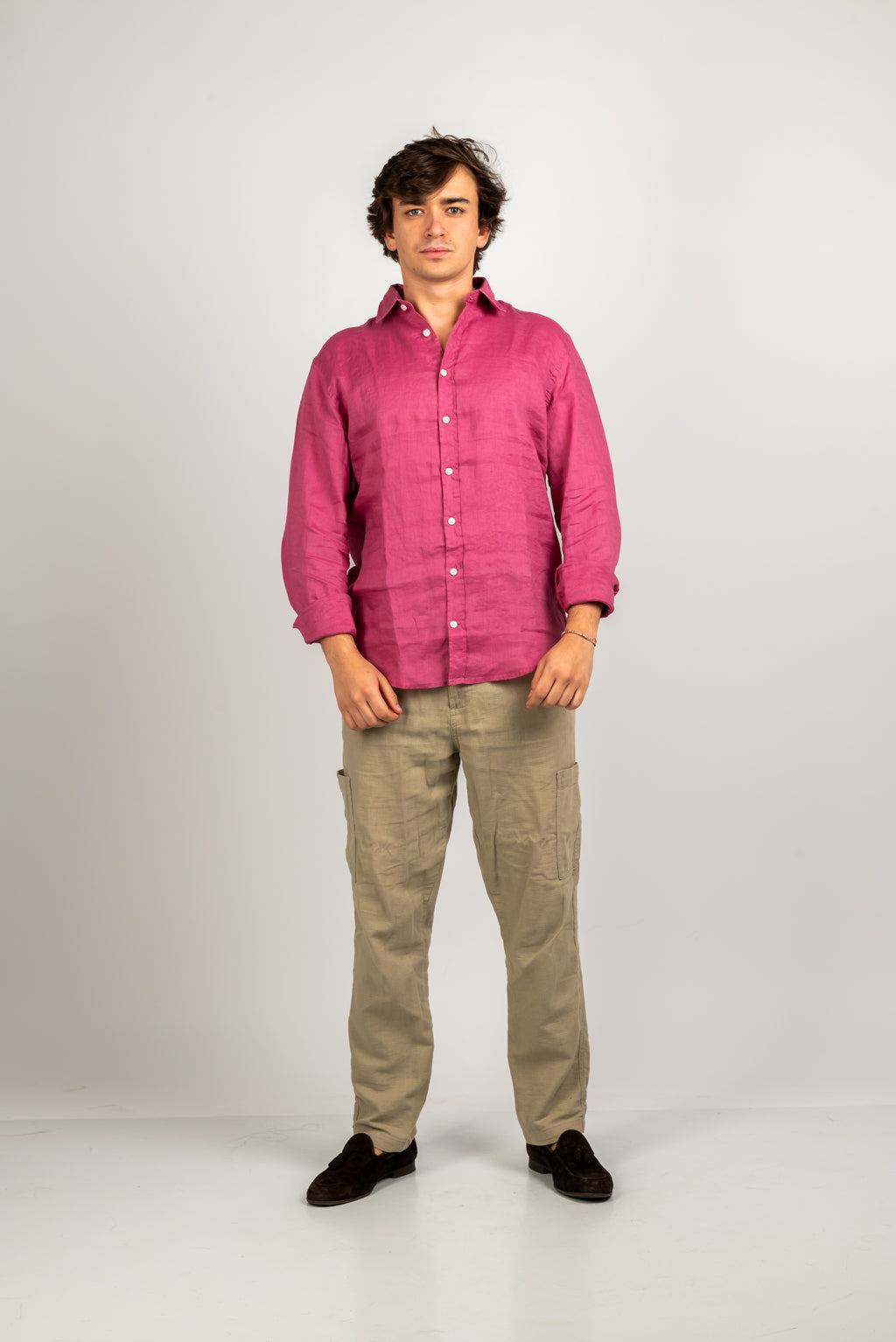 Camisa de lino frambuesa