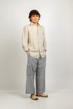 Camisa de lino beige