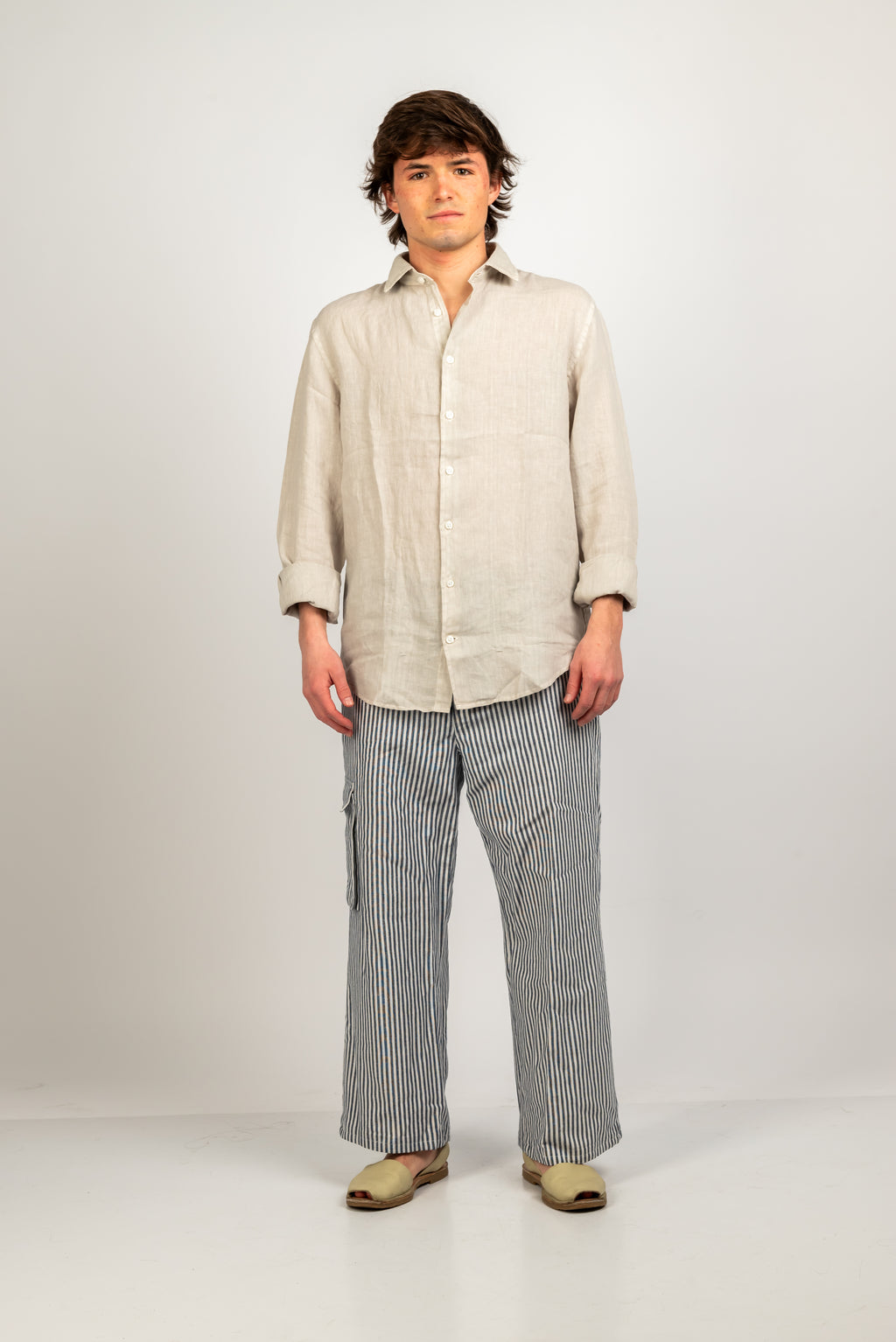 Camisa de lino beige