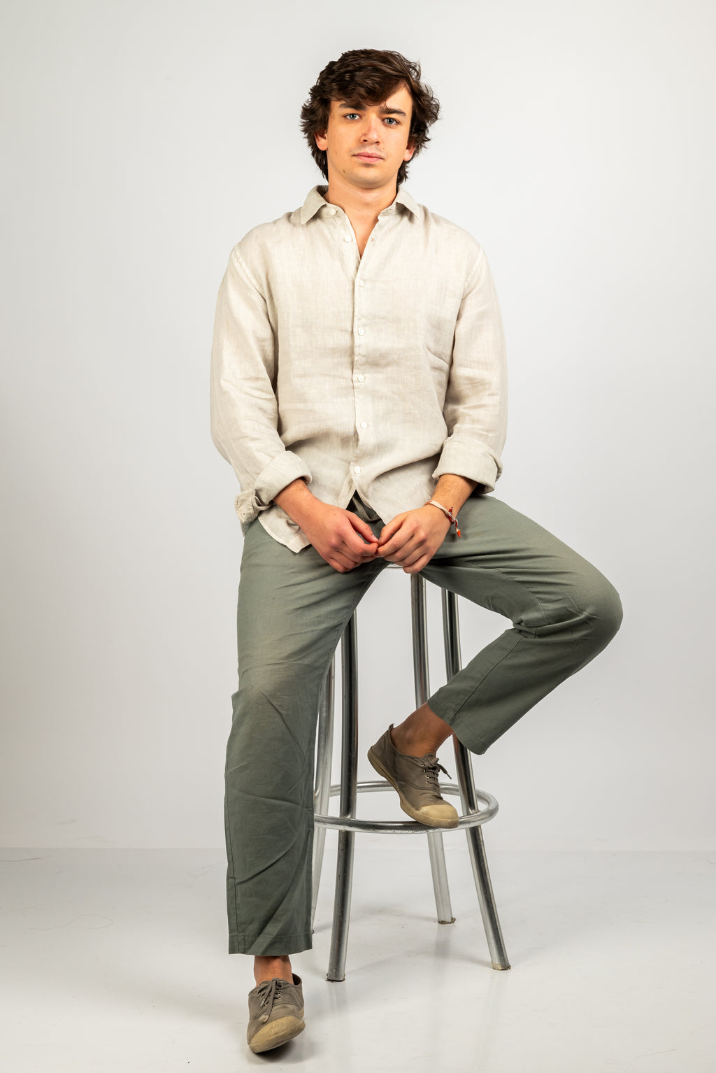 Camisa de lino beige