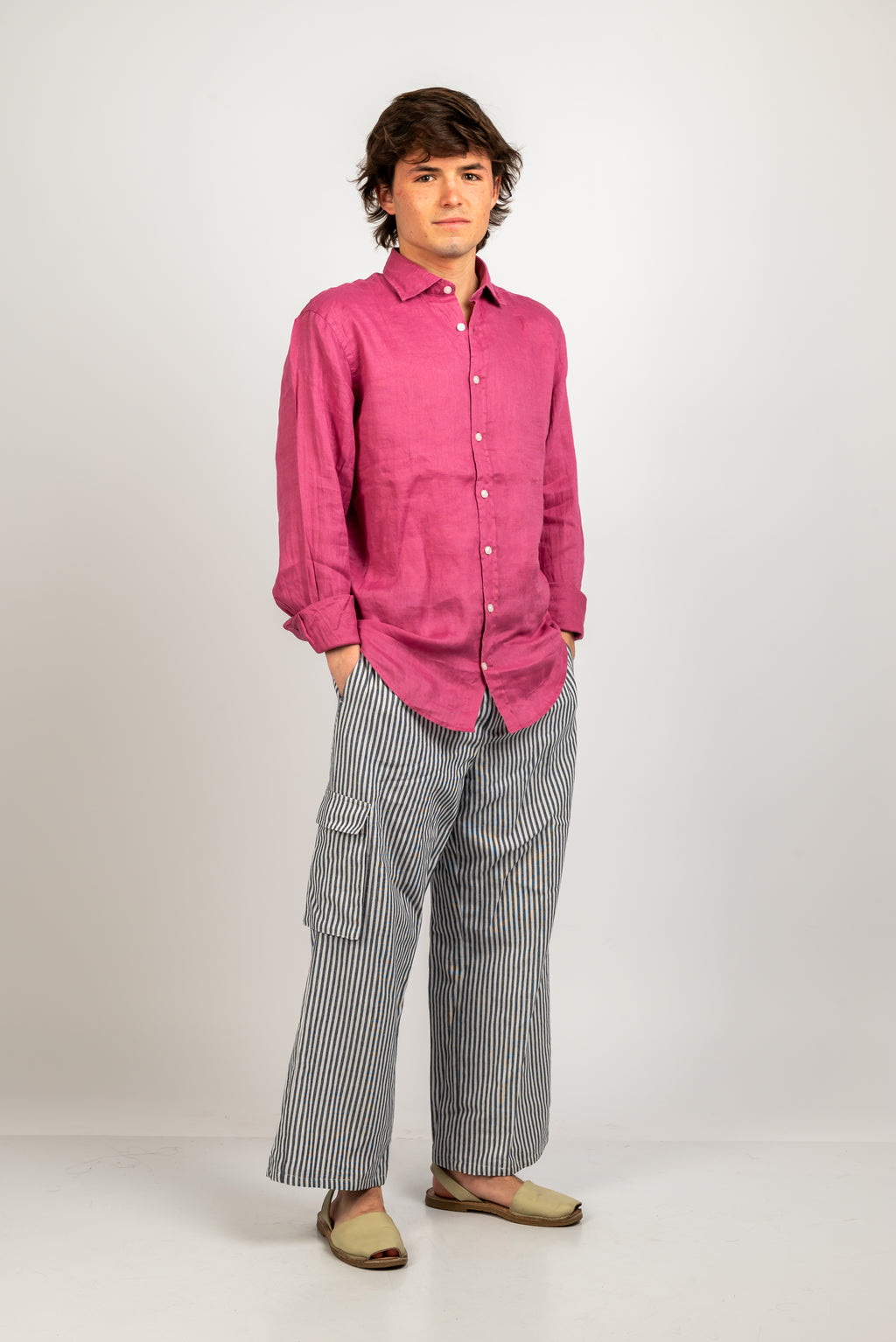 Camisa de lino frambuesa