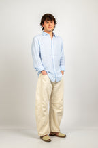 Camisa de lino rayas azul y blanca