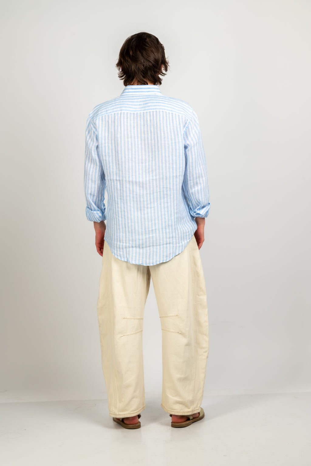 Camisa de lino rayas azul y blanca