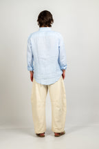 Camisa de lino rayas azul y blanca
