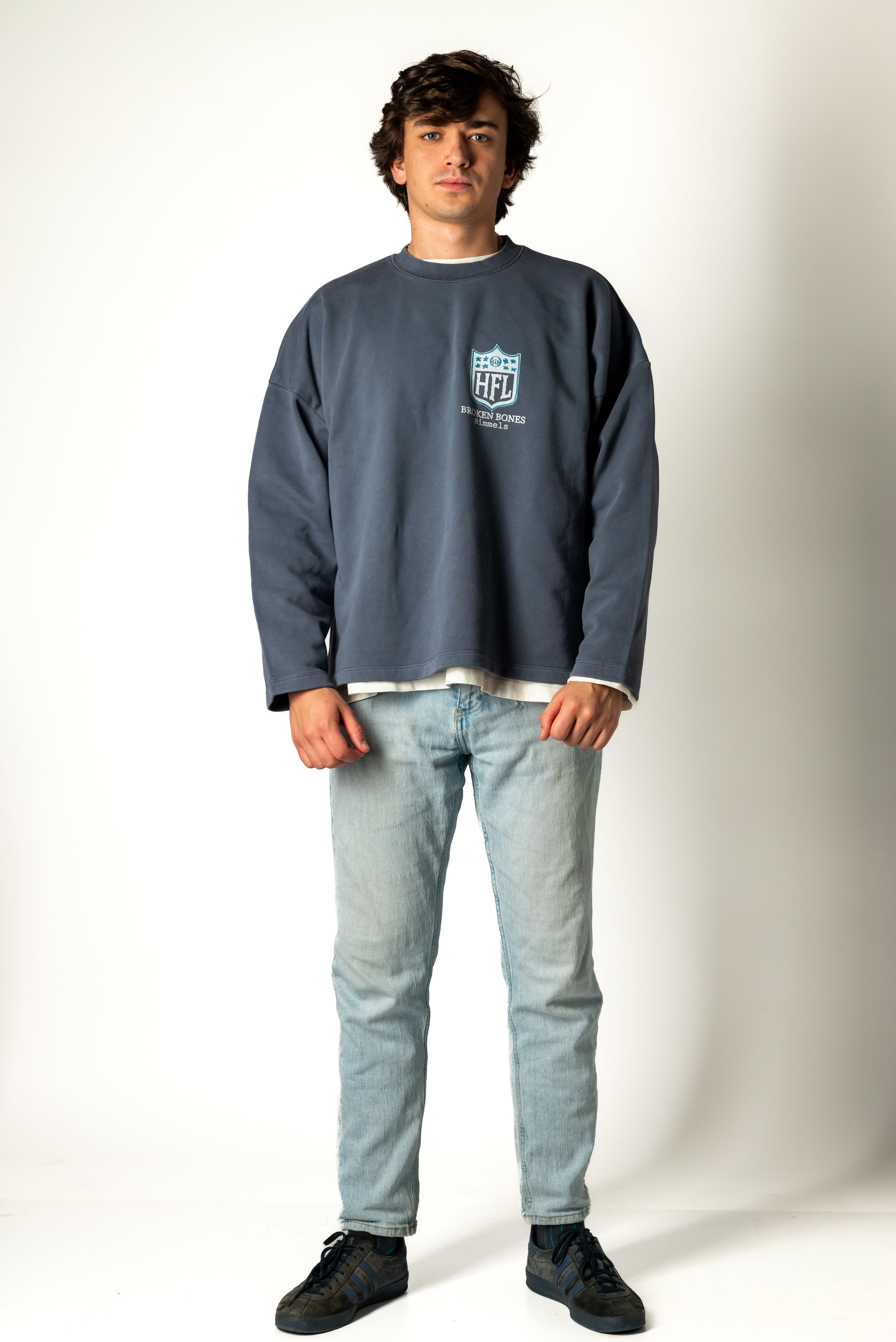 SUDADERA SIN CAPUCHA BROKEN BONES AZUL MARINO