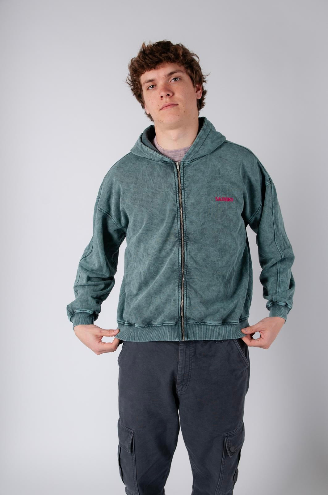 Sudadera verde piedra basic