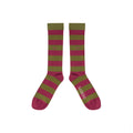 Calcetín rayas vino y verde